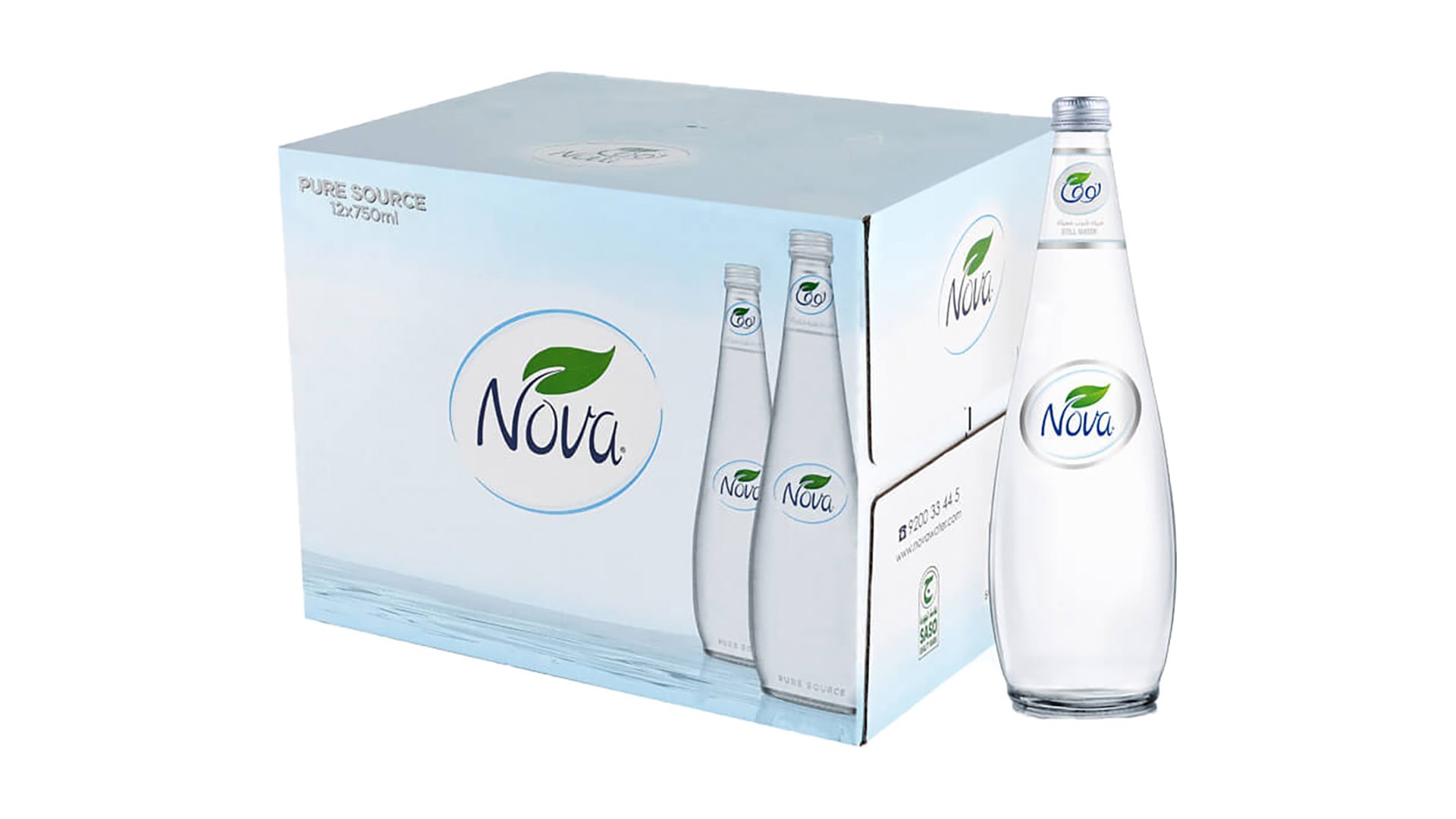 Nova Water, 750mL Glass Case, 12 Glasses
