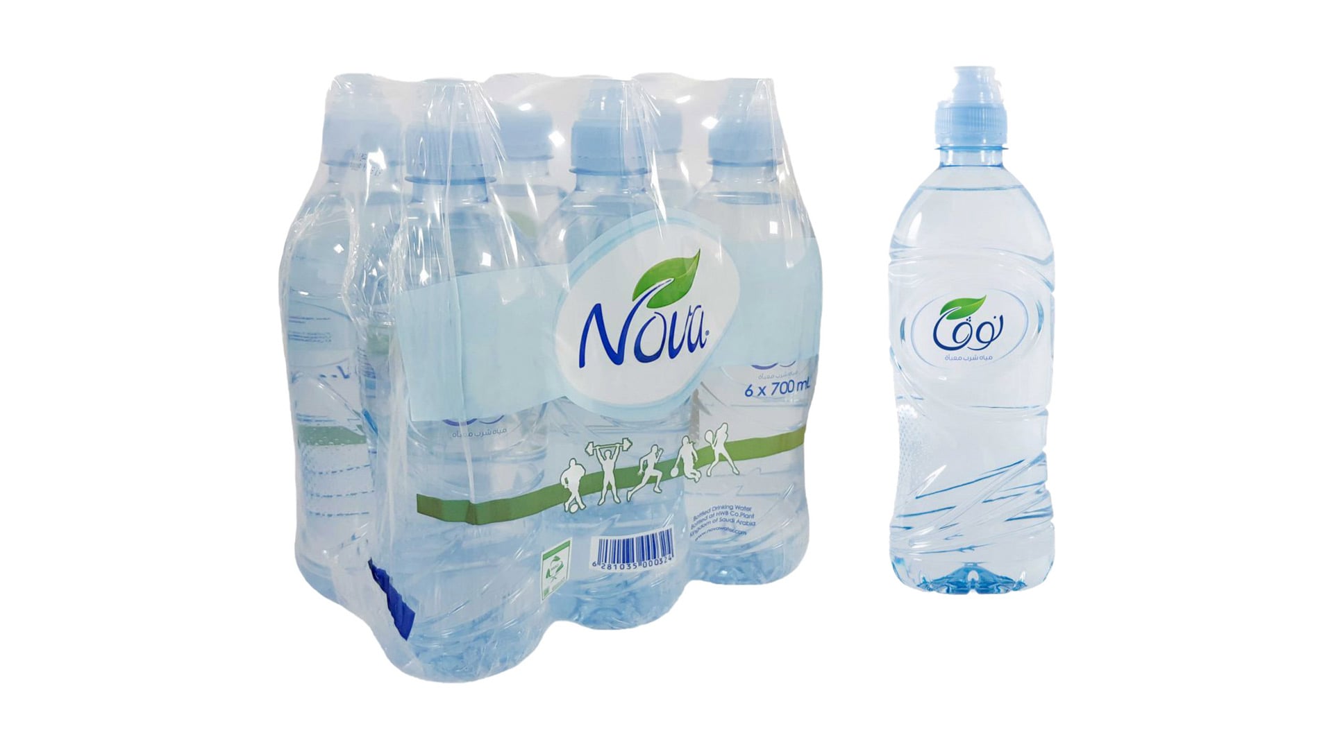 Nova Water, 700mL Sports Shrink Wrap, 6 Bottles
